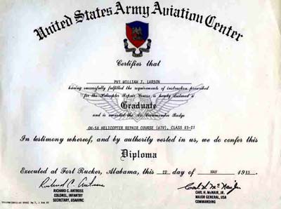 United States Army Aviation Center Diploma